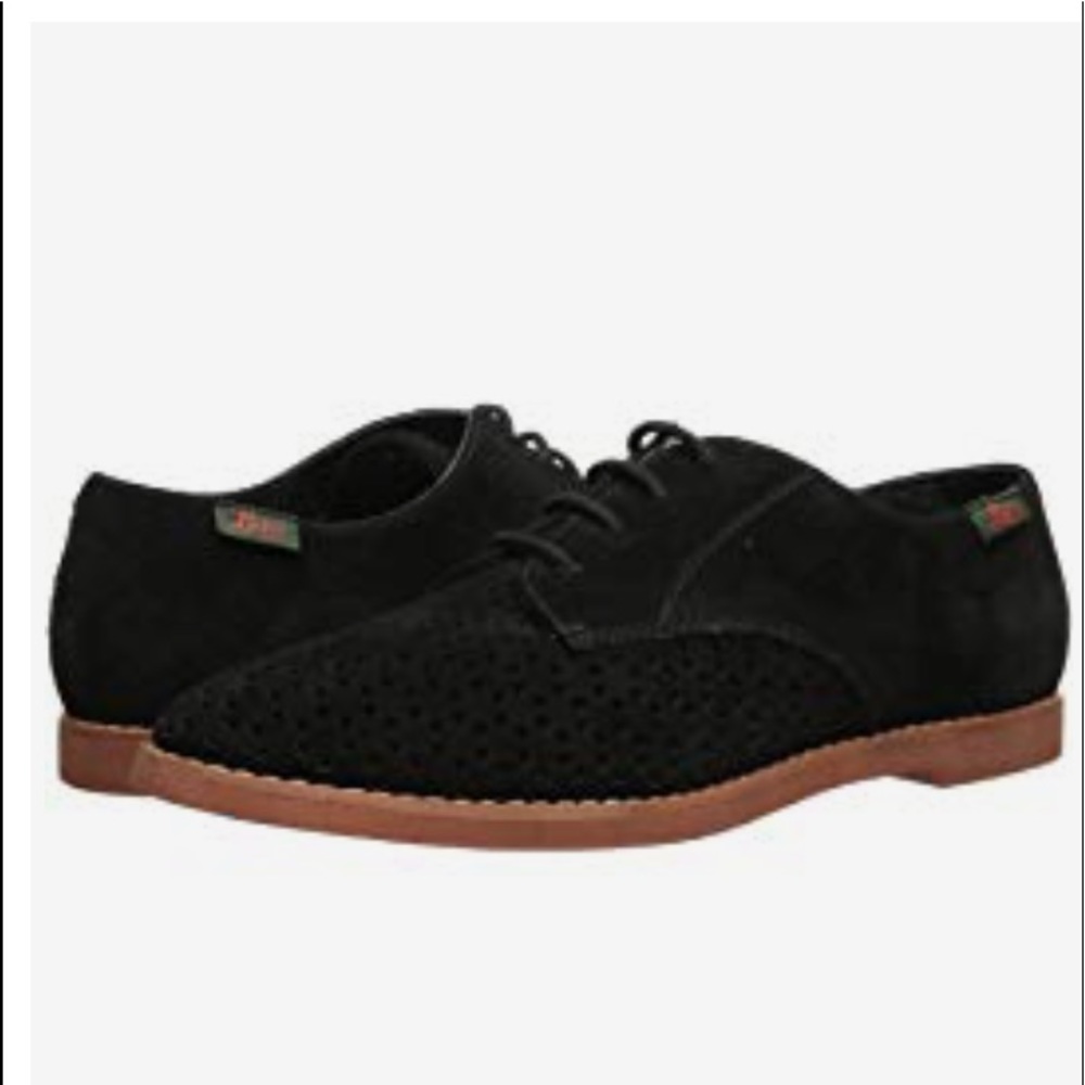 NWB Bass and Co Elle-1 black suede oxfords sz 7